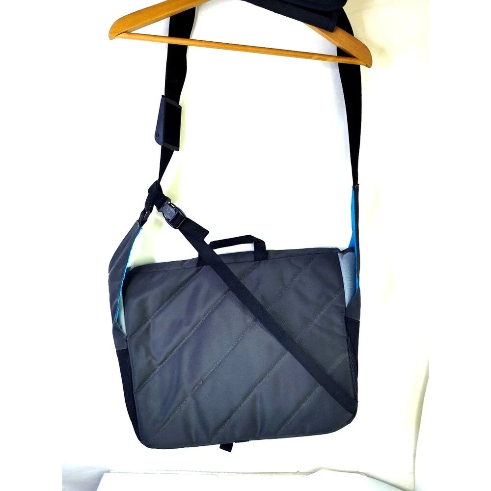 Bondka Cross Body Travel Messenger Bag Laptop & Tablet Padded Black Blue